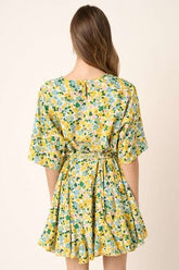 Mittoshop Floral Tie Waist Half Sleeve Mini Dress OutfitFlow